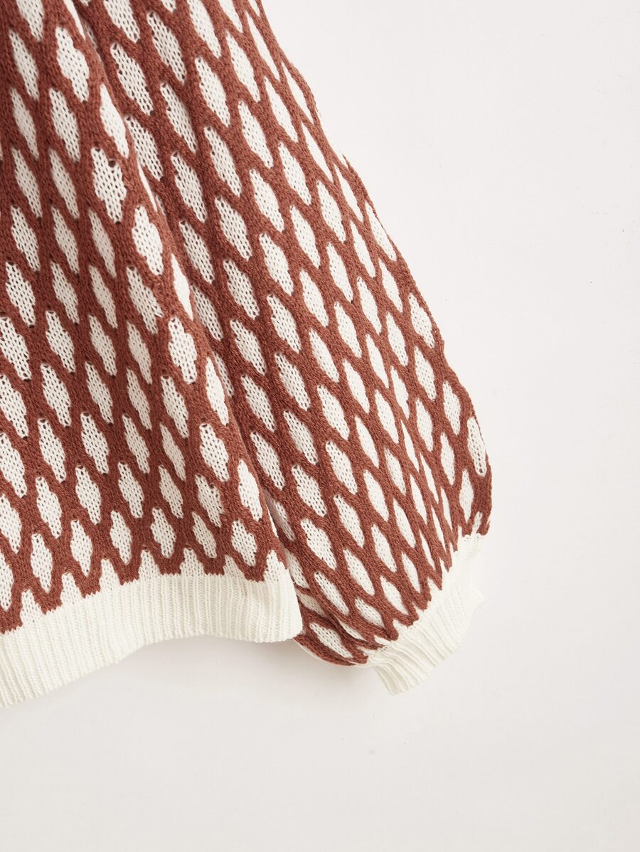 Drop Shoulder Argyle Sweater