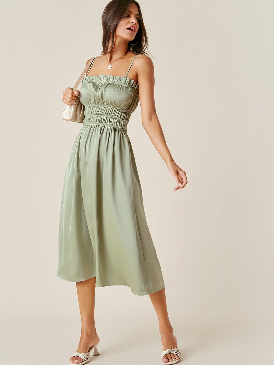 Ruched Satin Cami Dress