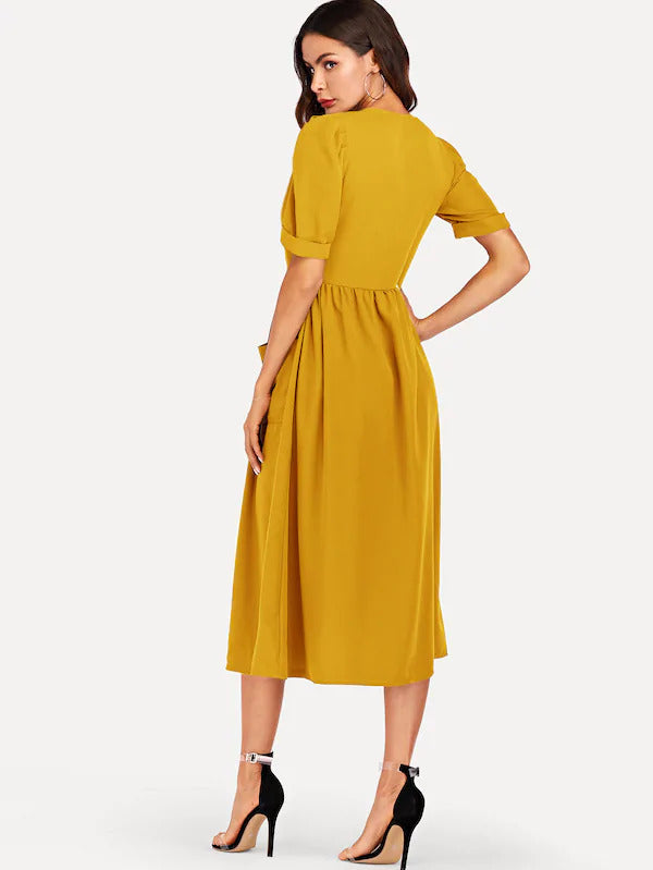 Roll Up Sleeve Dress