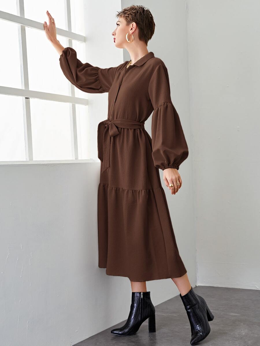 Bishop Sleeve Tie Dress