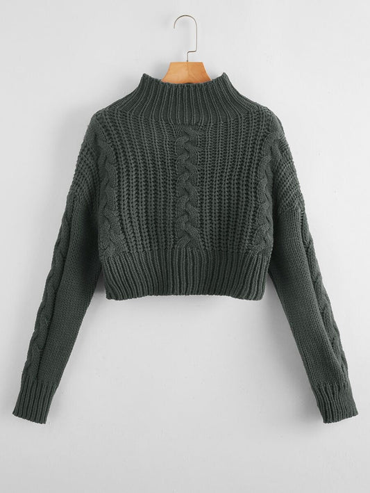 Cable-knit Cropped Sweater