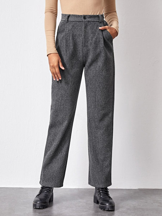 Pleated Straight-leg Trousers