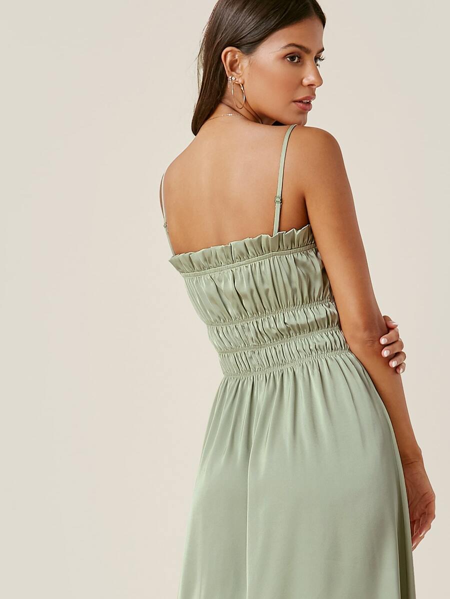Ruched Satin Cami Dress