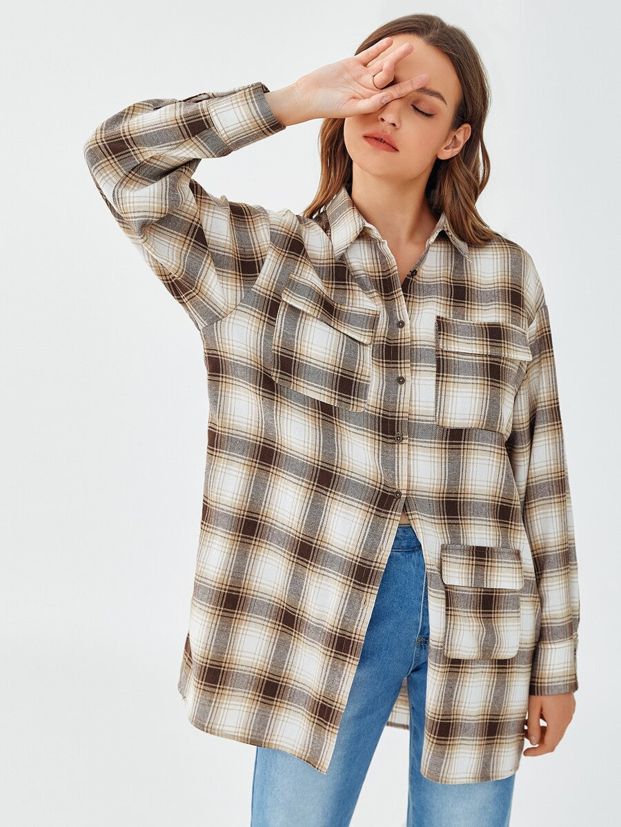 Front Pocket Tartan Shirt