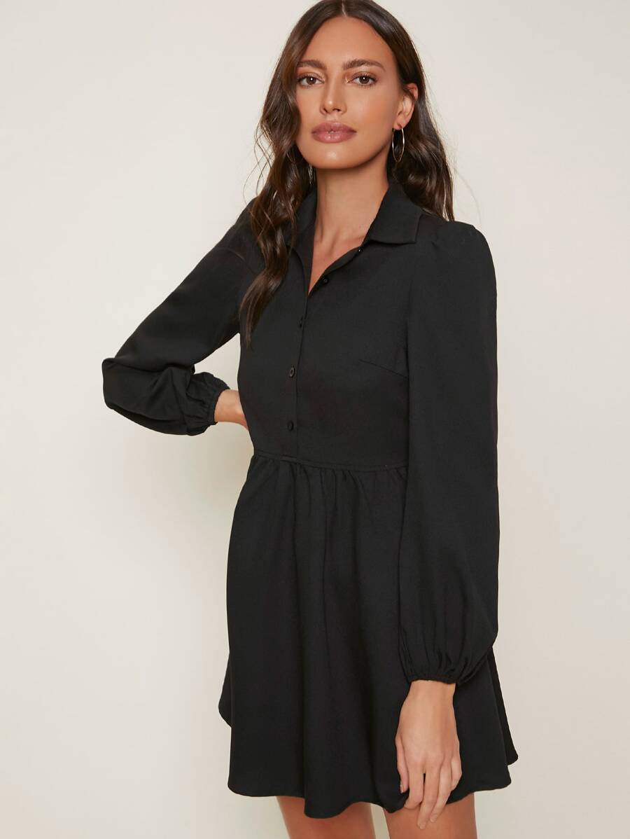 Lantern Sleeve Mini Dress