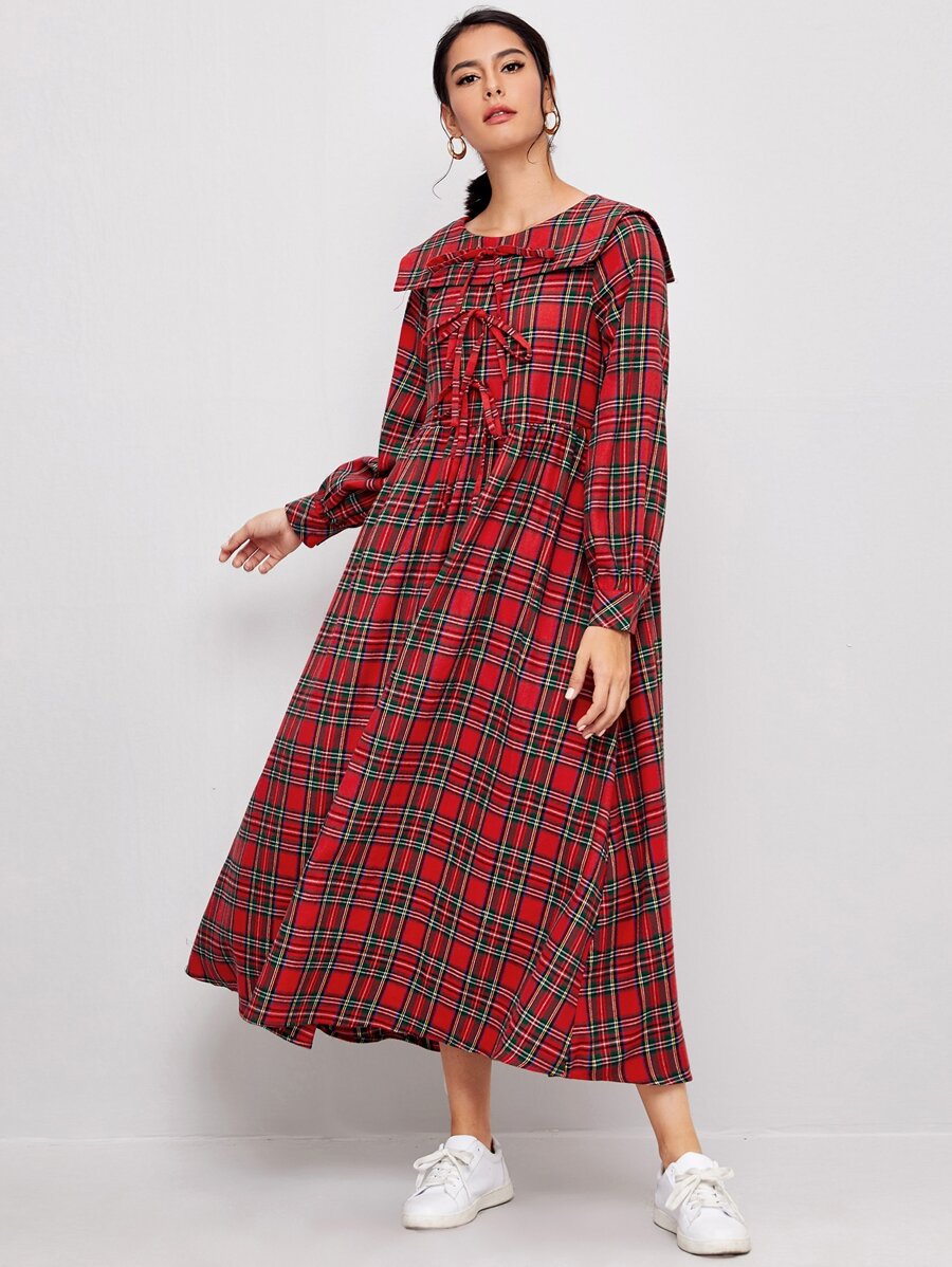Sailor Collar Tartan Dress
