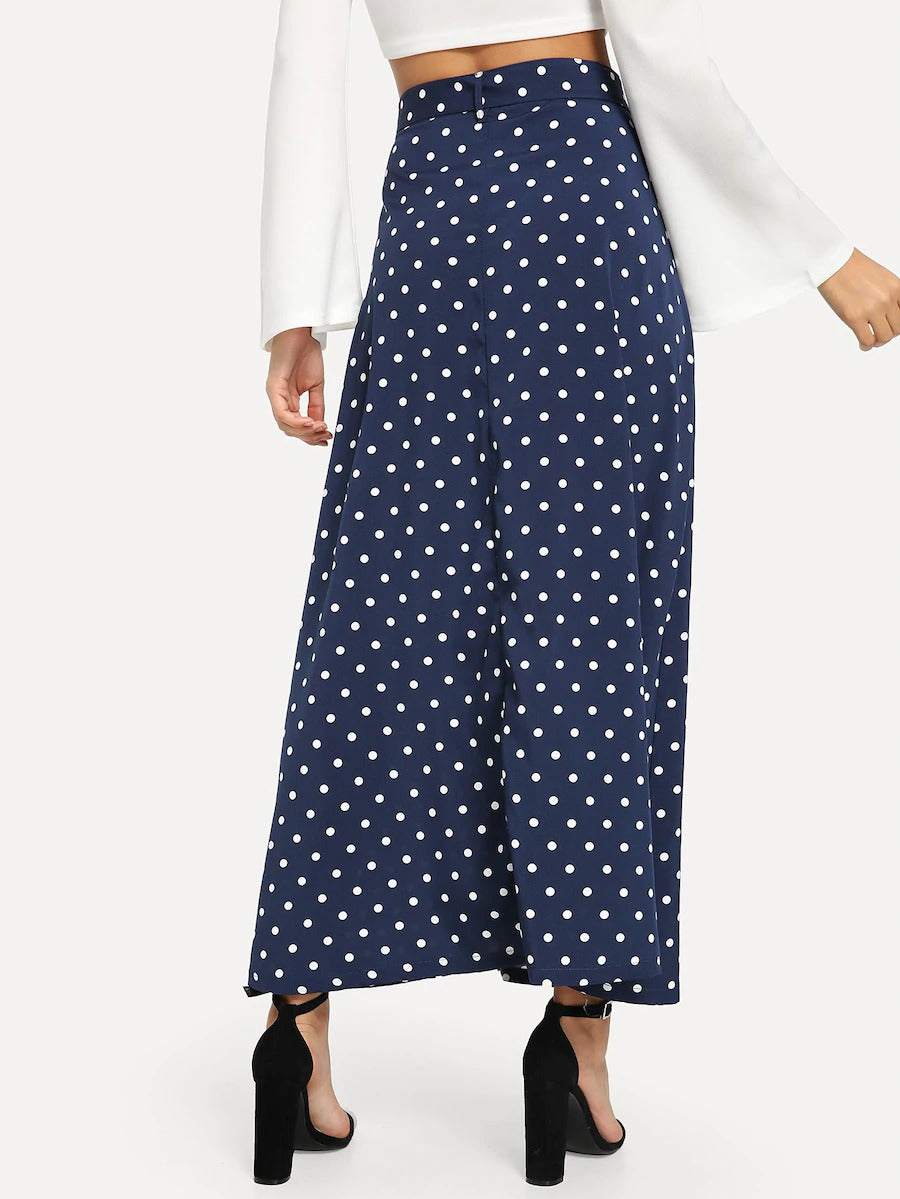 Polka Dot Belted Skirt