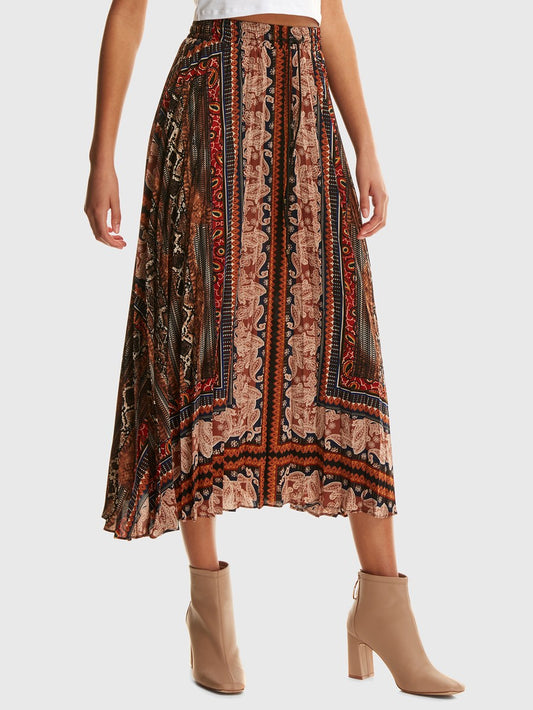 Print Pleated Skirt