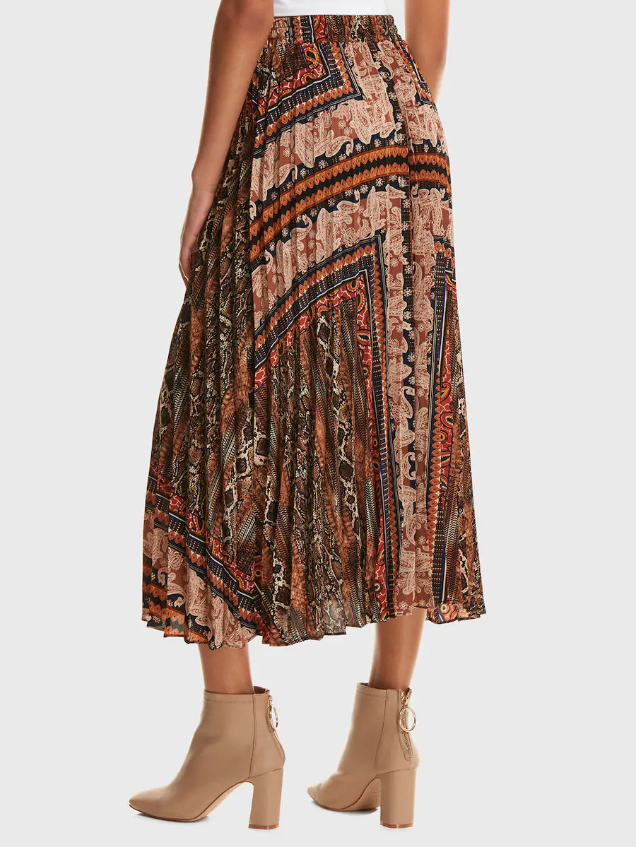 Print Pleated Skirt