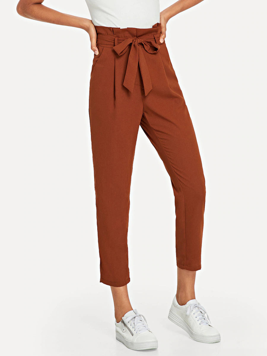 Ruffle Detail Pleated Pants