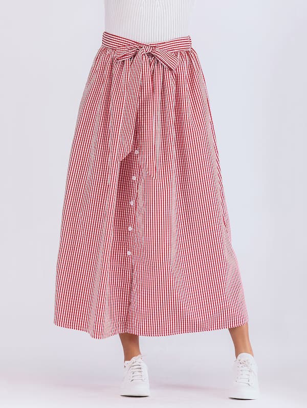 Tie Waist Button Down Skirt