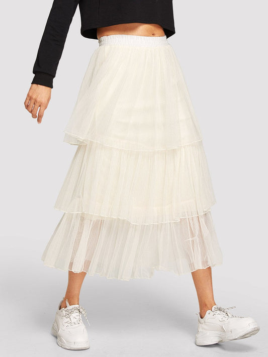 Tiered Layer Mesh Skirt